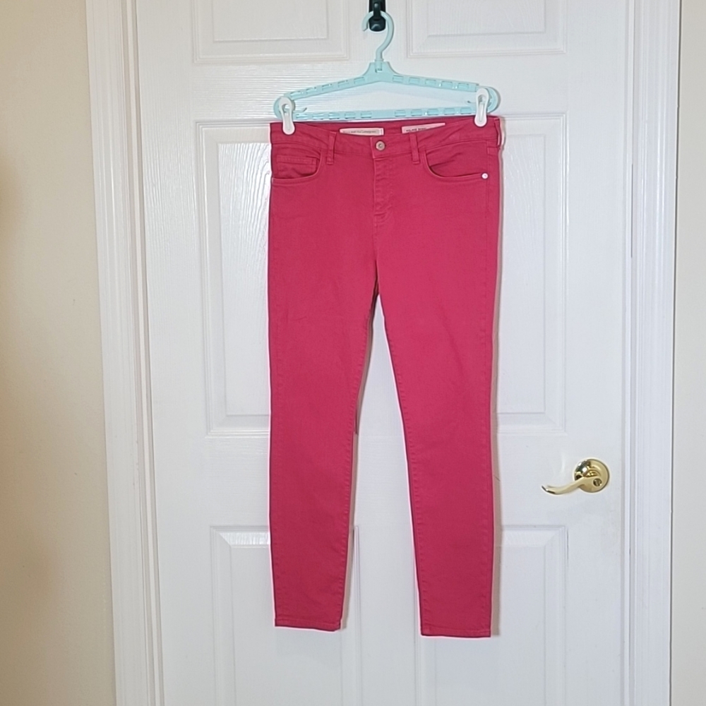 Anthropologie pink skinny mid rise jeans size 30